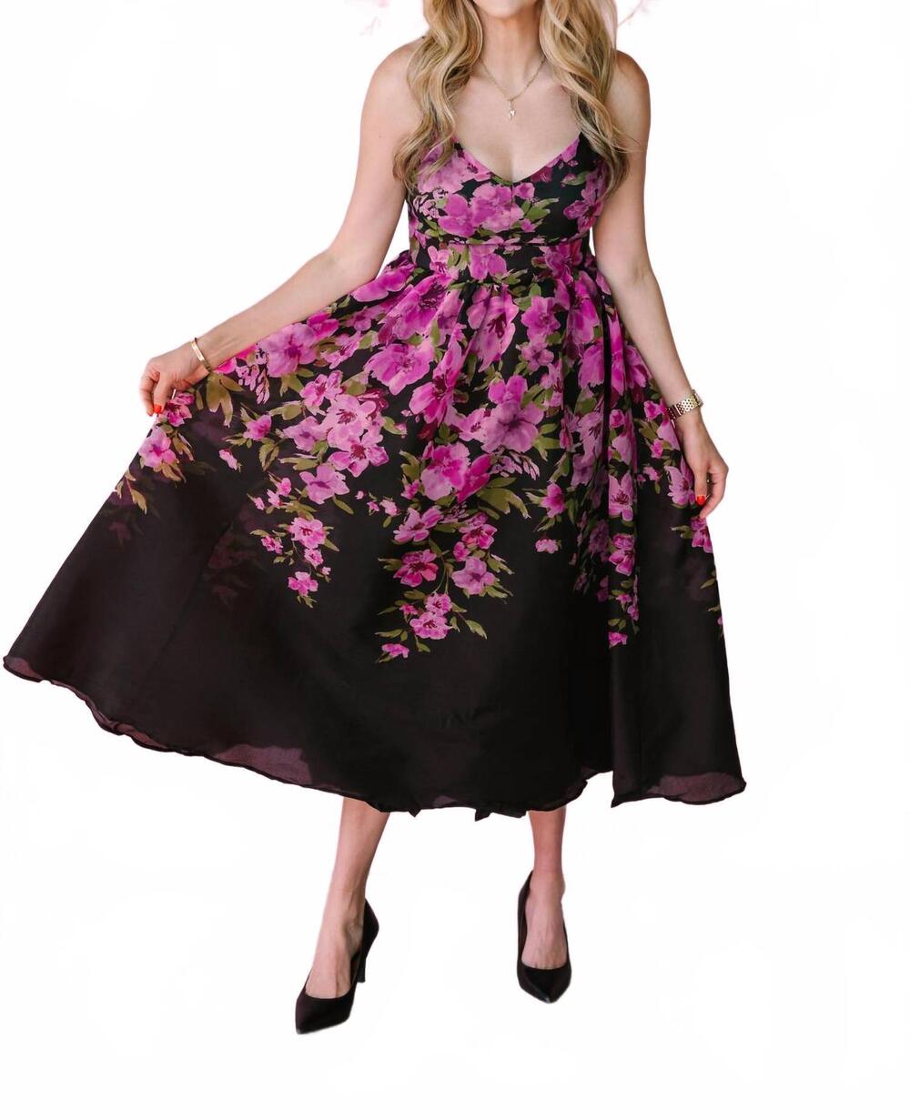 NEW FLYING TOMATO floral print gown in black